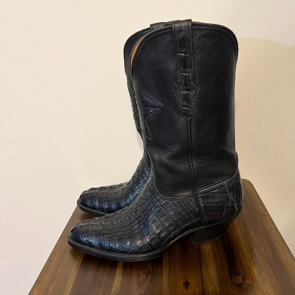 BlackJack Handmade Made in USA Alligator Tail Western Cowboys Black Boots 9 1/2 - Picture 3 of 8
